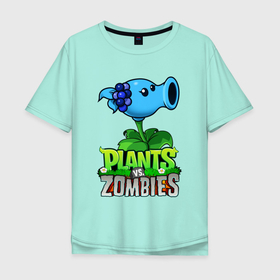 Мужская футболка хлопок Oversize с принтом Plants vs. Zombies. Морозный Горох , 100% хлопок | свободный крой, круглый ворот, “спинка” длиннее передней части | plants vs zombies | зомби | игра | компьютерная игра | морозный горох | против | растения | растения против зомби