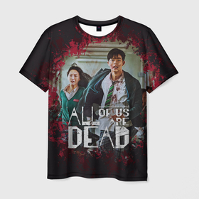 Мужская футболка 3D с принтом Choi Nam Ra and Lee Su Hyeok в Курске, 100% полиэфир | прямой крой, круглый вырез горловины, длина до линии бедер | all of us are dead | zombie | дорама | зомбаки | зомби | корейская дорама | корейцы | мы все мертвы | сериал мы все мертвы | сериал про зомби | сериалы