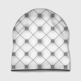 Шапка 3D с принтом Геометрия квадрат в Санкт-Петербурге, 100% полиэстер | универсальный размер, печать по всей поверхности изделия | абстракция | геометрический узор | геометрия | квадраты | сепые квадраты