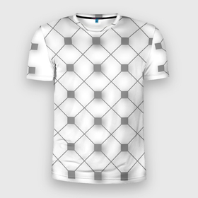 Мужская футболка 3D Slim с принтом Геометрия квадрат в Санкт-Петербурге, 100% полиэстер с улучшенными характеристиками | приталенный силуэт, круглая горловина, широкие плечи, сужается к линии бедра | абстракция | геометрический узор | геометрия | квадраты | сепые квадраты