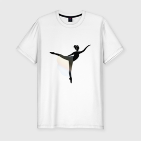 Мужская футболка хлопок Slim с принтом Балеринка в Курске, 92% хлопок, 8% лайкра | приталенный силуэт, круглый вырез ворота, длина до линии бедра, короткий рукав | балерина | балет | в танце | девушка | танец | танцует