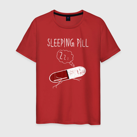 Мужская футболка хлопок с принтом Снотворное в Белгороде, 100% хлопок | прямой крой, круглый вырез горловины, длина до линии бедер, слегка спущенное плечо. | лекарство | медицина | пелюля | снотворное | сон | сонный | спит | спящий
