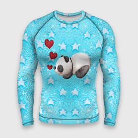 Мужской рашгард 3D с принтом Сонная милая панда в Петрозаводске,  |  | 14 февраля | iloveyou | love | влюбленным | день влюбленных | люблю | люблютебя | любовь | милая | милота | милый | нежность | признанеивлюбвю | признание | сердечко | сердце