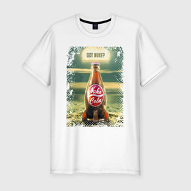 Мужская футболка хлопок Slim с принтом Got Nuke в Санкт-Петербурге, 92% хлопок, 8% лайкра | приталенный силуэт, круглый вырез ворота, длина до линии бедра, короткий рукав | bottle | fallout | hype | slogan | videogame | бутылка | видеоигра | слоган | хайп