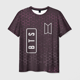 Мужская футболка 3D с принтом БТС | Графика в Новосибирске, 100% полиэфир | прямой крой, круглый вырез горловины, длина до линии бедер | band | boyband | bts | k pop | kpop | logo | music | бойбенд | бойбэнд | бтс | группа | к поп | кпоп | лого | логотип | музыка | символ | символы | соты