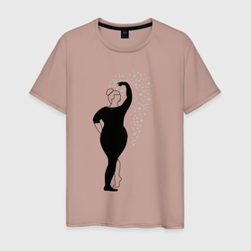 Мужская футболка хлопок с принтом Нехудая балерина , 100% хлопок | прямой крой, круглый вырез горловины, длина до линии бедер, слегка спущенное плечо. | балерина | балет | девочка | девушка | женщина | лишний вес | полная | танец | танцовщица | танцор | толстый