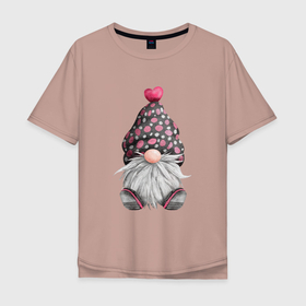 Мужская футболка хлопок Oversize с принтом Усатый гномик в Тюмени, 100% хлопок | свободный крой, круглый ворот, “спинка” длиннее передней части | бородатый | гном | гномик | домовой | усатый