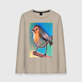 Мужской лонгслив хлопок с принтом Рисунок пастелью птица синица в Курске, 100% хлопок |  | акварель | дизайнер | пастель | подарить | подарок | рисунок | художник