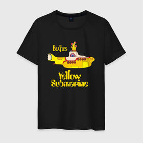 Мужская футболка хлопок с принтом On a Yellow Submarine в Екатеринбурге, 100% хлопок | прямой крой, круглый вырез горловины, длина до линии бедер, слегка спущенное плечо. | Тематика изображения на принте: john lennon | lennon | the beatles | yellow submarine | битлз | битлы | джон леннон | леннон