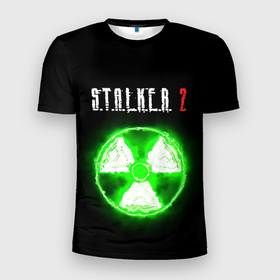 Мужская футболка 3D Slim с принтом S.T.A.L.K.E.R. НЕОН , 100% полиэстер с улучшенными характеристиками | приталенный силуэт, круглая горловина, широкие плечи, сужается к линии бедра | stalker | игра | неон | ожидание | премьера | шутер