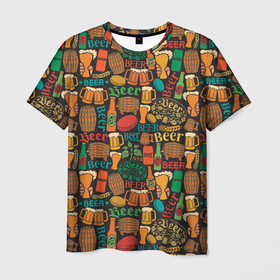 Мужская футболка 3D с принтом Пиво (Beer) , 100% полиэфир | прямой крой, круглый вырез горловины, длина до линии бедер | a | bar | beer | craft beer | алкаш | балтика | бар | бармен | бокал | бутылка | жигулёвское | закуска | кабак | кафе | кружка | официант | паб