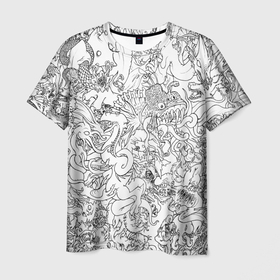 Мужская футболка 3D с принтом Раскрась   одежду в Тюмени, 100% полиэфир | прямой крой, круглый вырез горловины, длина до линии бедер | линии | раскраска | раскрасьсам | рисунок | чернобелый