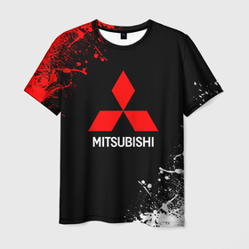Мужская футболка 3D с принтом Mitsubishi брызги красок в Санкт-Петербурге, 100% полиэфир | прямой крой, круглый вырез горловины, длина до линии бедер | auto | mitsubishi | sport | авто | машины | митсубиси | митсубиши | спорт