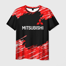 Мужская футболка 3D с принтом Mitsubishi размытые штрихи в Санкт-Петербурге, 100% полиэфир | прямой крой, круглый вырез горловины, длина до линии бедер | auto | mitsubishi | sport | авто | машины | митсубиси | митсубиши | спорт