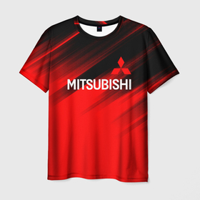 Мужская футболка 3D с принтом [Mitsubishi]   Red Sport в Санкт-Петербурге, 100% полиэфир | прямой крой, круглый вырез горловины, длина до линии бедер | auto | mitsubishi | sport | авто | машины | митсубиси | митсубиши | спорт