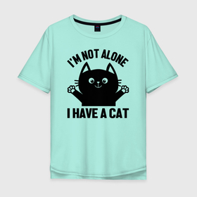 Мужская футболка хлопок Oversize с принтом Улыбающийся кот в Санкт-Петербурге, 100% хлопок | свободный крой, круглый ворот, “спинка” длиннее передней части | кот | лапы | уличный стиль | улыбка | усы | уши