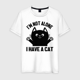 Мужская футболка хлопок с принтом Улыбающийся кот в Курске, 100% хлопок | прямой крой, круглый вырез горловины, длина до линии бедер, слегка спущенное плечо. | кот | лапы | уличный стиль | улыбка | усы | уши