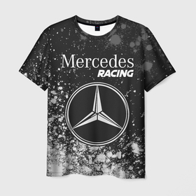 Мужская футболка 3D с принтом MERCEDES | Racing   Арт в Екатеринбурге, 100% полиэфир | прямой крой, круглый вырез горловины, длина до линии бедер | Тематика изображения на принте: amg | auto | bens | benz | logo | merc | mercedes | mersedes | moto | racing | star | vthctltc | авто | амг | бенц | звезда | класс | краска | краски | лого | логотип | мерин | мерс | мерседес | мото | символ | символы | ьуксувуы