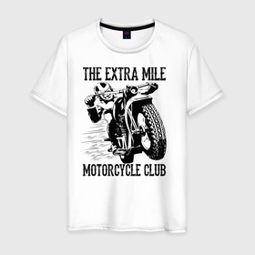 Мужская футболка хлопок с принтом Клуб мотоциклистов в Курске, 100% хлопок | прямой крой, круглый вырез горловины, длина до линии бедер, слегка спущенное плечо. | гранж | клуб | миля | мотоцикл | мужчина | уличный стиль