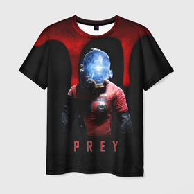 Мужская футболка 3D с принтом Prey dark blood в Петрозаводске, 100% полиэфир | прямой крой, круглый вырез горловины, длина до линии бедер | horror | prey | space | космический корабль | космос | прей | прэй | страшная игра | ужастик | шутер