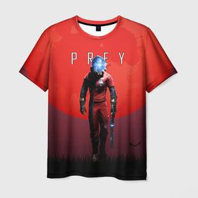 Мужская футболка 3D с принтом Prey красная планета , 100% полиэфир | прямой крой, круглый вырез горловины, длина до линии бедер | horror | prey | space | космический корабль | космос | прей | прэй | страшная игра | ужастик | шутер