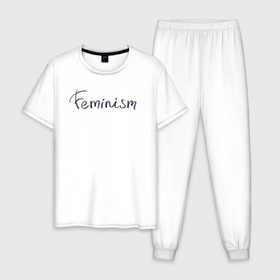 Мужская пижама хлопок с принтом Femina в Курске, 100% хлопок | брюки и футболка прямого кроя, без карманов, на брюках мягкая резинка на поясе и по низу штанин
 | Тематика изображения на принте: женщины | маркер | надпись | равенство | феминизм