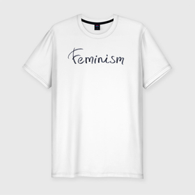 Мужская футболка хлопок Slim с принтом Femina в Санкт-Петербурге, 92% хлопок, 8% лайкра | приталенный силуэт, круглый вырез ворота, длина до линии бедра, короткий рукав | Тематика изображения на принте: женщины | маркер | надпись | равенство | феминизм