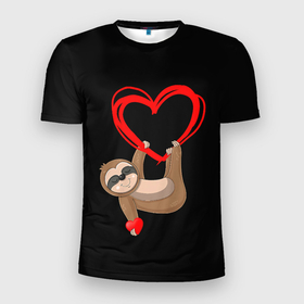Мужская футболка 3D Slim с принтом Ленивая любовь , 100% полиэстер с улучшенными характеристиками | приталенный силуэт, круглая горловина, широкие плечи, сужается к линии бедра | 14 | 8 | chill | day | eighth | february | heart | laziness | lazy | love | march | relax | saint | sloth | valentine | валентина | восьмое | день | ленивая | ленивец | лень | любовь | марта | релакс | святого | сердце | февраля | чилл