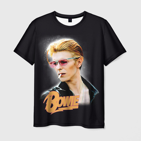 Мужская футболка 3D с принтом David Bowie Smoking в Тюмени, 100% полиэфир | прямой крой, круглый вырез горловины, длина до линии бедер | bowie | david bowie | glamrock | music | smoking | ziggy stardust | боуи | глэм рок | дэвид боуи | музыканты | рок н ролл