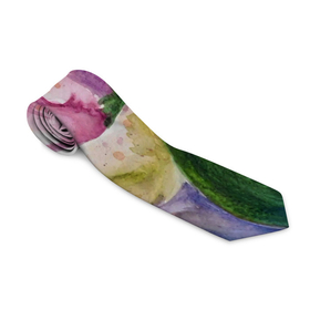 Галстук 3D с принтом Весенняя нежность , 100% полиэстер | Длина 148 см; Плотность 150-180 г/м2 | Тематика изображения на принте: акварель | весенний | весна | зелёный | картина | нежный | рисунок | розовый | тюльпаны | цветы