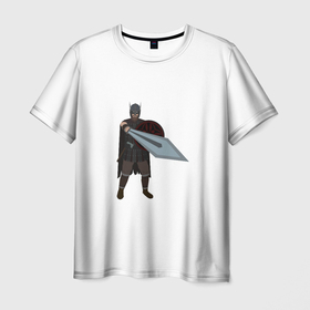 Мужская футболка 3D с принтом Викинг с мечом , 100% полиэфир | прямой крой, круглый вырез горловины, длина до линии бедер | viling | викинг | меч | оружие | сериал викинги | скандинавия