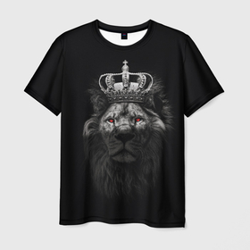 Мужская футболка 3D с принтом Царь Лев в Петрозаводске, 100% полиэфир | прямой крой, круглый вырез горловины, длина до линии бедер | Тематика изображения на принте: animal | beast | cat | fluffy | hunter | lion | lion cub | lion king | mane | predator | red | tail | yellow | большая кошка | грива | животное | зверь | король лев | кот | лев | лёвушка | львенок | охотник | пушистый | хвост | хищник | царь 