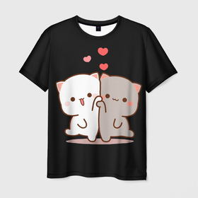 Мужская футболка 3D с принтом Кошачья любовь навсегда | Kitty love forever , 100% полиэфир | прямой крой, круглый вырез горловины, длина до линии бедер | Тематика изображения на принте: 14 | 8 | all | cat | cats | chibi | day | eighth | forever | heart | kitty | love | lovers | march | valentine | валентина | валентинка | влюбленных | восьмое | всех | день | кот | котики | котическая | кото | коты | кошачья | кошка | кошки | любовь