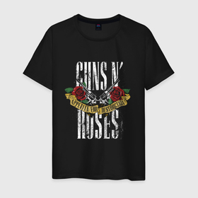 Мужская футболка хлопок с принтом Guns N Roses Рок группа в Тюмени, 100% хлопок | прямой крой, круглый вырез горловины, длина до линии бедер, слегка спущенное плечо. | axl rose | band | geffen records | gnr | guns | guns n roses | gunsnroses | hardrock | metal | music | retro | rock | roses | slash | usa | ганс | гансы | группа | метал | музыка | н | пистолеты | ретро | розез | розы | рок | роуз | роузес | слеш | слэш |