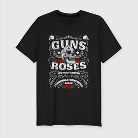 Мужская футболка хлопок Slim с принтом GUNS N ROSES РОК в Белгороде, 92% хлопок, 8% лайкра | приталенный силуэт, круглый вырез ворота, длина до линии бедра, короткий рукав | axl rose | band | geffen records | gnr | guns | guns n roses | gunsnroses | hardrock | metal | music | retro | rock | roses | slash | usa | ганс | гансы | группа | метал | музыка | н | пистолеты | ретро | розез | розы | рок | роуз | роузес | слеш | слэш |