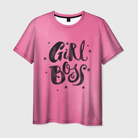 Мужская футболка 3D с принтом Girl Boss , 100% полиэфир | прямой крой, круглый вырез горловины, длина до линии бедер | boss | girl | девочка | звезды | надпись | текстура