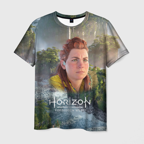 Мужская футболка 3D с принтом Элой Horizon в Екатеринбурге, 100% полиэфир | прямой крой, круглый вырез горловины, длина до линии бедер | aloy | horizon | horizon forbidden west | horizon zero dawn | харайзон | хорайзон | элой