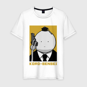 Мужская футболка хлопок с принтом Коро в замешательстве в Новосибирске, 100% хлопок | прямой крой, круглый вырез горловины, длина до линии бедер, слегка спущенное плечо. | Тематика изображения на принте: koro sensei | коро сенсей | коро сэнсэй