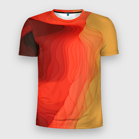 Мужская футболка 3D Slim с принтом Имитация песка в Санкт-Петербурге, 100% полиэстер с улучшенными характеристиками | приталенный силуэт, круглая горловина, широкие плечи, сужается к линии бедра | абстракция | волны | имитация | лето | оттенки | песок