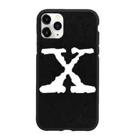 Чехол для iPhone 11 Pro матовый с принтом X files logo на чёрном , Силикон |  | Тематика изображения на принте: 
