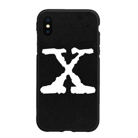 Чехол для iPhone XS Max матовый с принтом X files logo на чёрном , Силикон | Область печати: задняя сторона чехла, без боковых панелей | Тематика изображения на принте: 