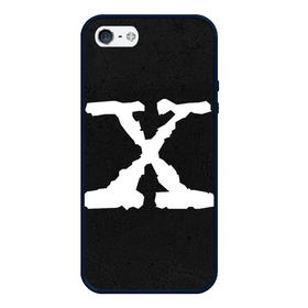 Чехол для iPhone 5/5S матовый с принтом X files logo на чёрном в Тюмени, Силикон | Область печати: задняя сторона чехла, без боковых панелей | 