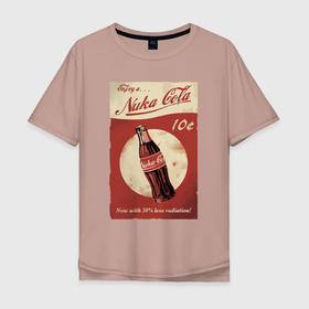 Мужская футболка хлопок Oversize с принтом Fallout   Nuka Cola   Poster   Pop art в Курске, 100% хлопок | свободный крой, круглый ворот, “спинка” длиннее передней части | bottle | fallout | hype | nuka cola | pop art | poster | retro | video game | бутылка | видеоигра | нука кола | плакат | поп арт | ретро | хайп