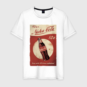 Мужская футболка хлопок с принтом Fallout   Nuka Cola   Poster   Pop art в Екатеринбурге, 100% хлопок | прямой крой, круглый вырез горловины, длина до линии бедер, слегка спущенное плечо. | bottle | fallout | hype | nuka cola | pop art | poster | retro | video game | бутылка | видеоигра | нука кола | плакат | поп арт | ретро | хайп