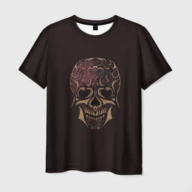 Мужская футболка 3D с принтом Череп валентинка by Apkx в Кировске, 100% полиэфир | прямой крой, круглый вырез горловины, длина до линии бедер | death | hearts | love | santa muerte | skull | любов | рисунок | сердечки | череп