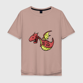 Мужская футболка хлопок Oversize с принтом Смешной Фил в Екатеринбурге, 100% хлопок | свободный крой, круглый ворот, “спинка” длиннее передней части | nft | арт | дракон | иллюстрация | красный | смех