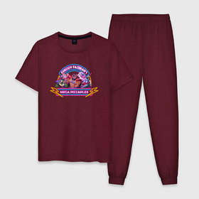 Мужская пижама хлопок с принтом Симулятор пиццы , 100% хлопок | брюки и футболка прямого кроя, без карманов, на брюках мягкая резинка на поясе и по низу штанин
 | nft | pizza | арт | иллюстрация | медведь