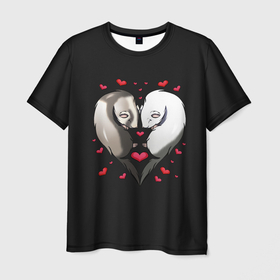 Мужская футболка 3D с принтом ДЕНЬ СВЯТОГО ВАЛЕНТИНА | ВЛЮБЛЁННЫЕ ХОРЬКИ в Новосибирске, 100% полиэфир | прямой крой, круглый вырез горловины, длина до линии бедер | cat | day | heart | love | romantic | valentine | valentines | амур | валентина | влюбленные | влюбленных | всех | день | кот | котейка | кошечка | кошка | любовь | романтика | романтичность | святого | сердечки | сердечко
