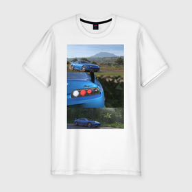 Мужская футболка хлопок Slim с принтом Forza Horizon 5 Toyota Supra в Тюмени, 92% хлопок, 8% лайкра | приталенный силуэт, круглый вырез ворота, длина до линии бедра, короткий рукав | autosport | forza | game | horizon | sportcar | supra | toyota | гонки | игра | мексика