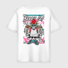 Мужская футболка хлопок Oversize с принтом Scrummycat в Новосибирске, 100% хлопок | свободный крой, круглый ворот, “спинка” длиннее передней части | Тематика изображения на принте: bad | cat | twitch | кот | стример